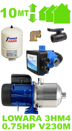 Kit autoclave silenzioso per casa fino a 3 piani (max 2 appartamenti) completo di elettropompa 3HM4 - raccordi  presscontrol tarabile Lowara e polmone di compensazione